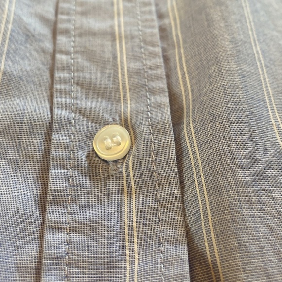 H&M Cotton L/S Button Down Oxford Oversized Pin Stripe Shirt Blue White Size 10 - Picture 3 of 8